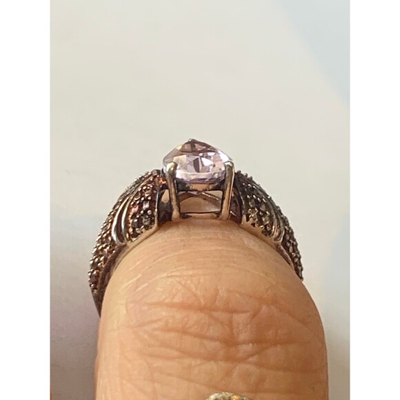 Amethyst rose gold vermeil teardrop ring size 6.25 925 - Picture 4 of 12